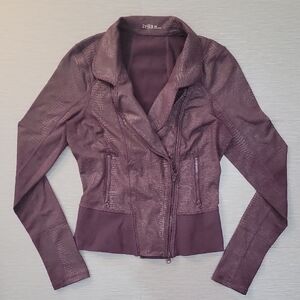 Zella Biker-Style Athletic Jacket – Faux Leather Snakeskin Shine – Women’s XS